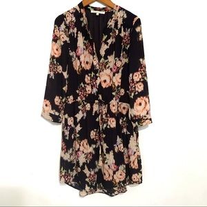 Daniel Rainn Navy Floral Shirt Dress Sz L EUC